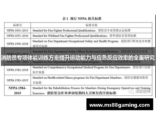 消防员专项体能训练方案提升运动能力与应急反应效率的全面研究